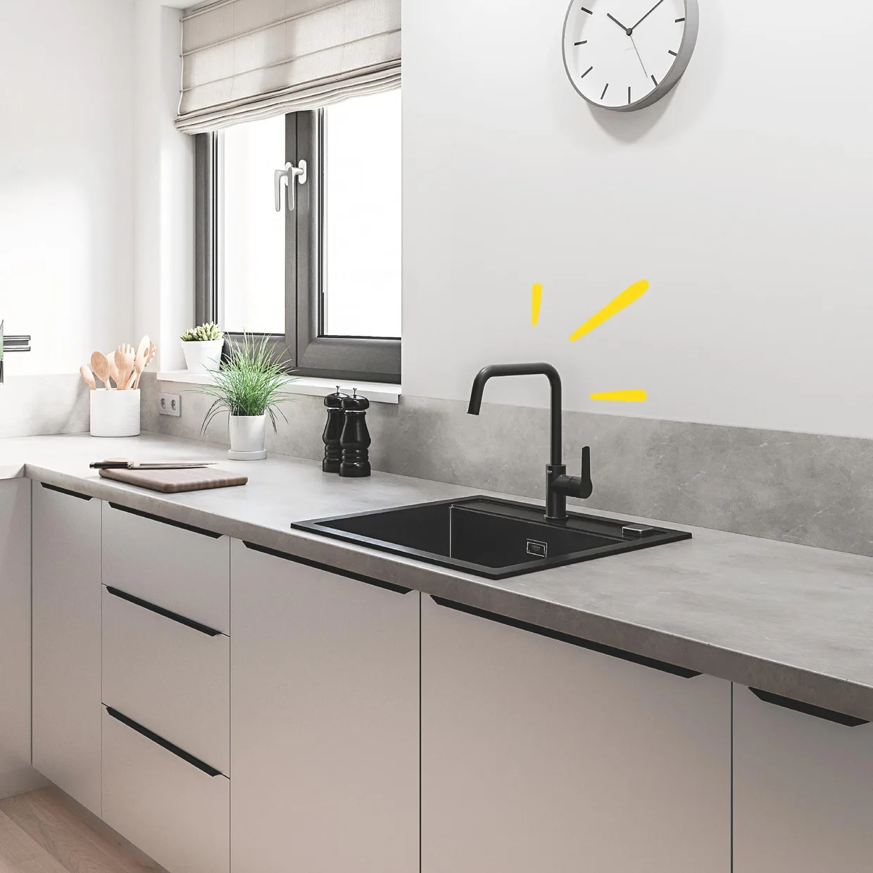 Смеситель для кухни GROHE Start с высоким U-образным изливом, матовый чёрный (304702430) — фото 7
