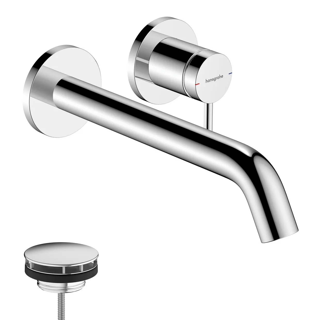 Змішувач для раковини настінний прихованого монтажу hansgrohe Tecturis S EcoSmart+, вилив 225 мм, зовнішня частина, хром (73351000) — фото 2