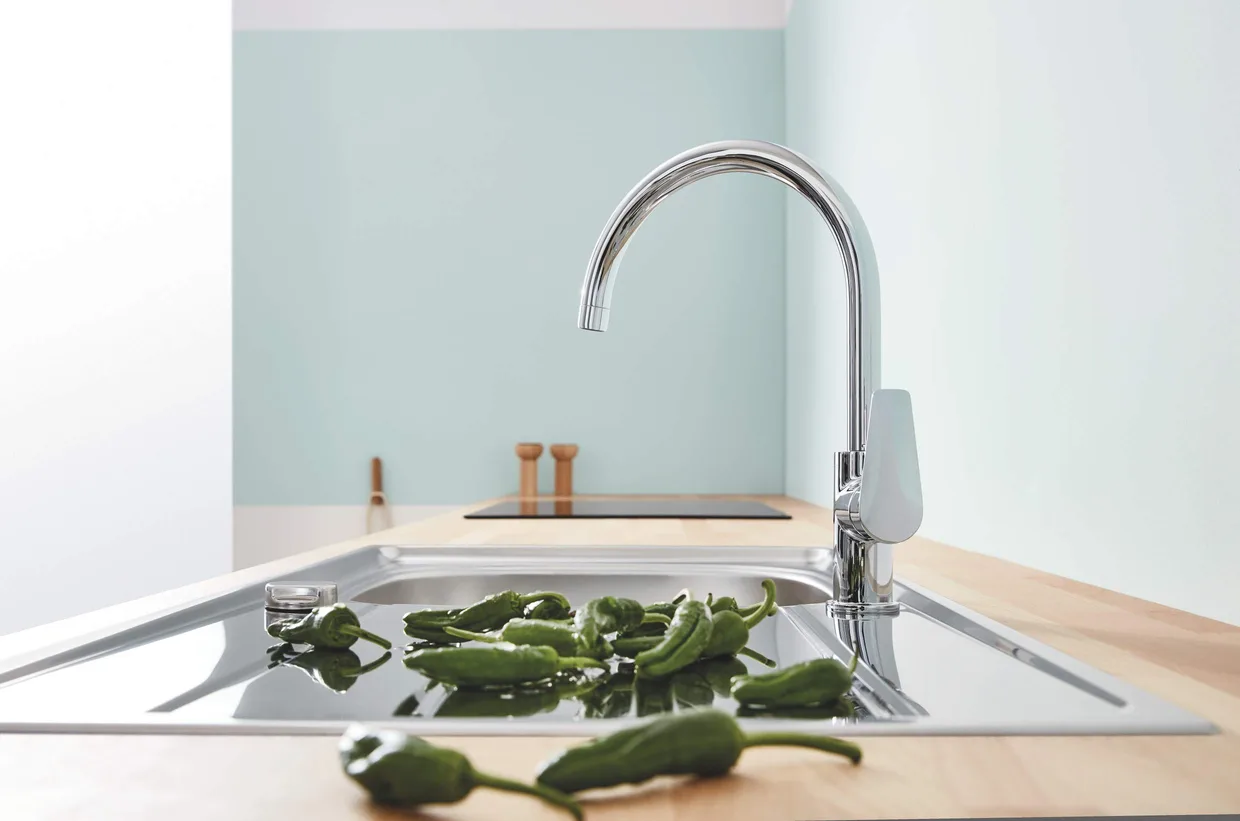 Змішувач для кухні GROHE BauEdge з високим C-подібним виливом, хром (31367001) — фото 5