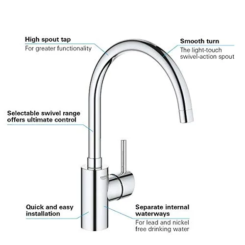 Змішувач для кухні GROHE Concetto з високим C-подібним виливом, хром (32661003) — фото 5