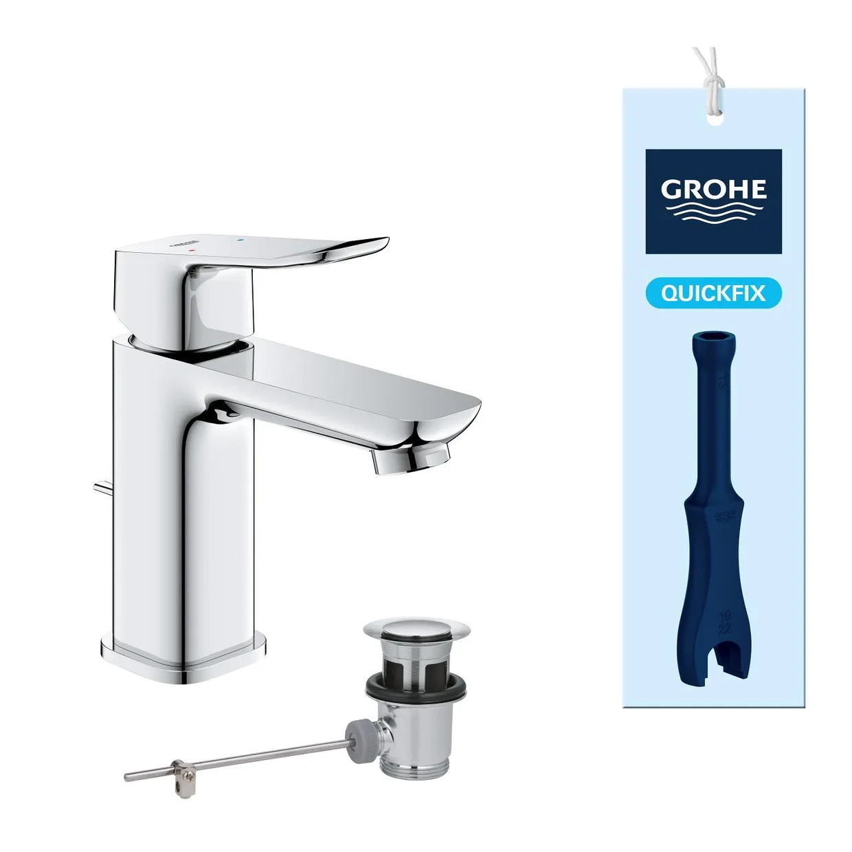 Змішувач для раковини GROHE Dice S з донним клапаном, хром (1018560000) — фото 5