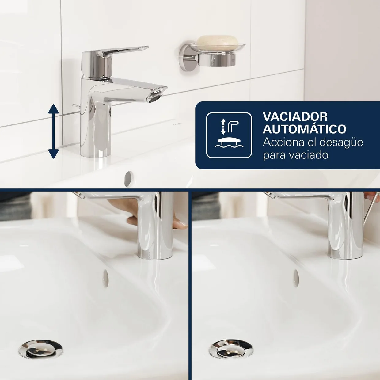 Змішувач для раковини GROHE Dice S з донним клапаном, хром (1018560000) — фото 8