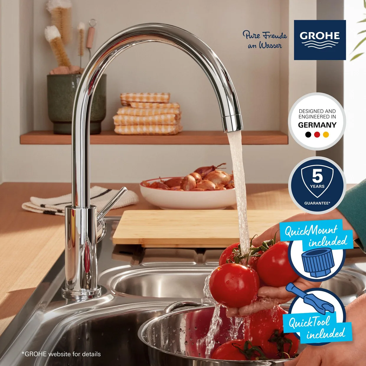 Змішувач для кухні GROHE Start Classic з високим C-подібним виливом, хром (31553001) — фото 3