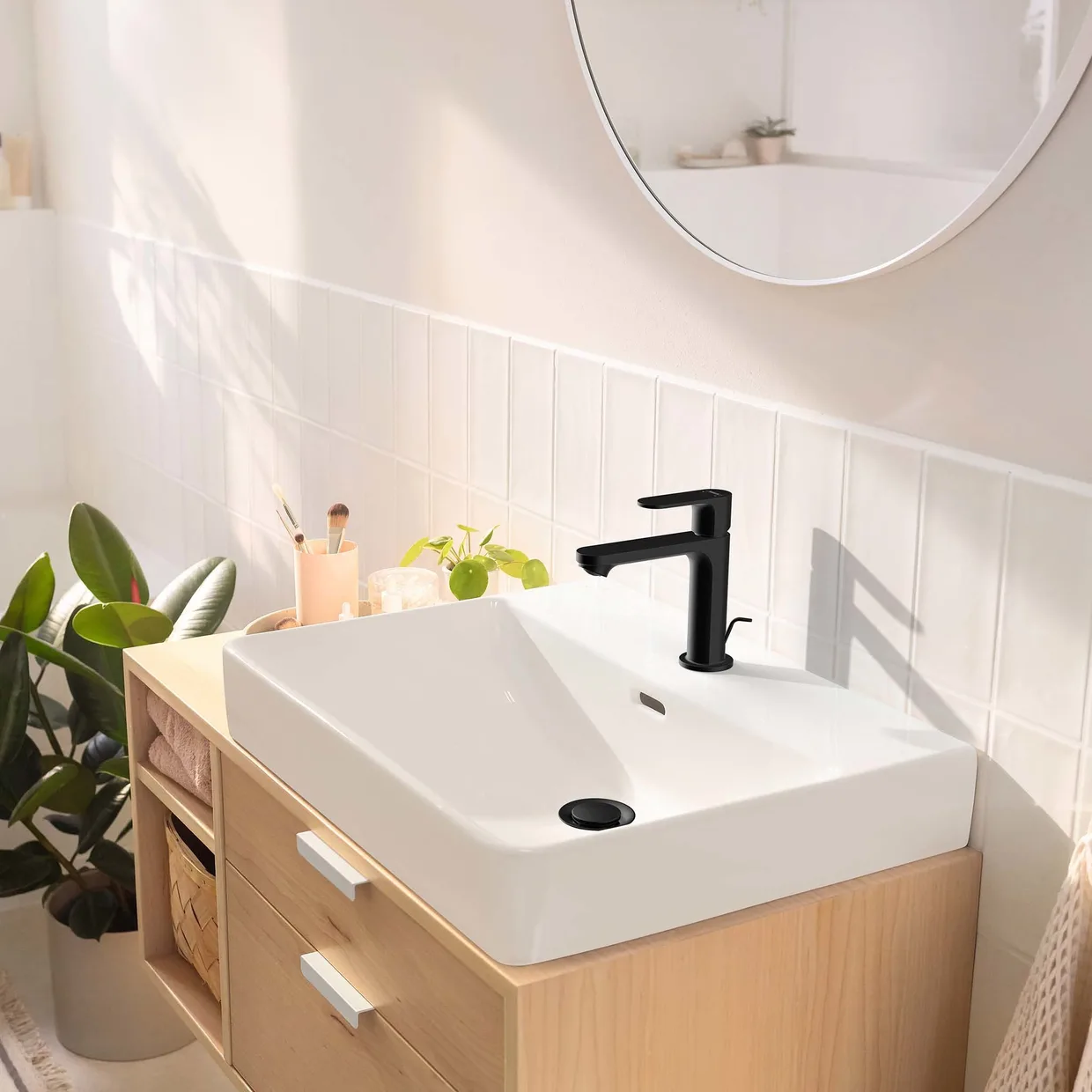 Змішувач для раковини hansgrohe Rebris S 110 CoolStart без донного клапана, матовий чорний (72520670) — фото 7