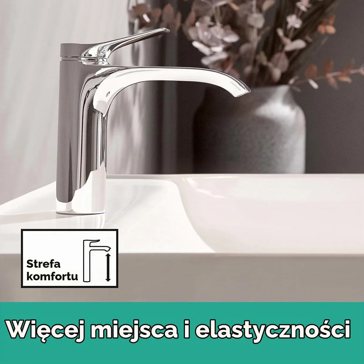 Смеситель для раковины hansgrohe Vivenis 110 без донного клапана, хром (75022000) — фото 5