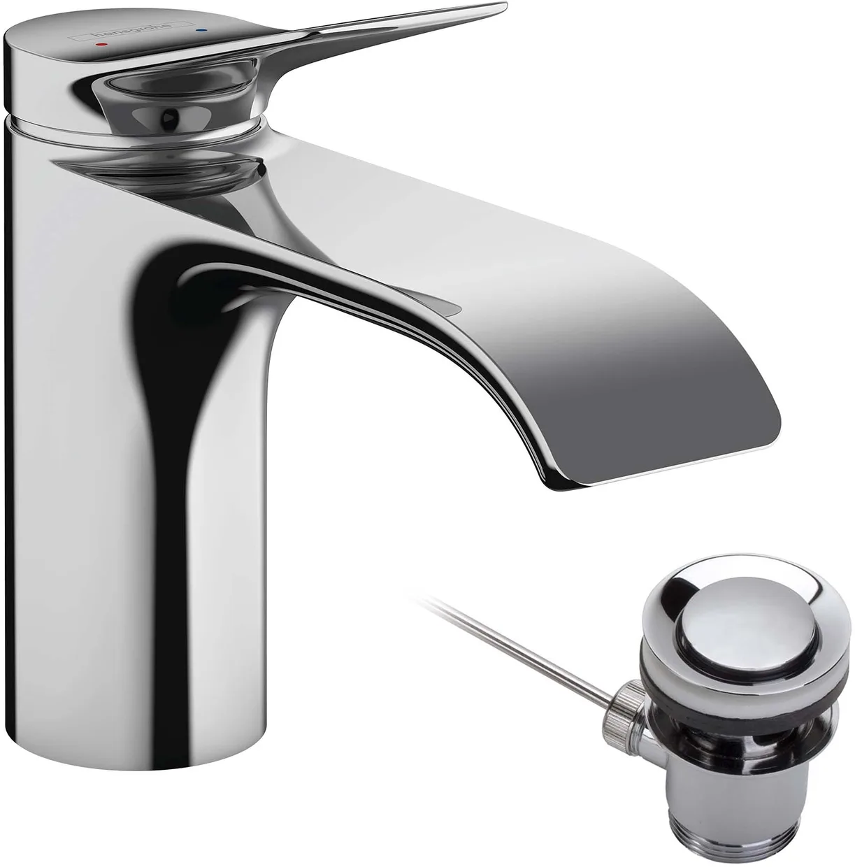 Смеситель для раковины hansgrohe Vivenis 80 с донным клапаном, хром (75010000) — фото 2
