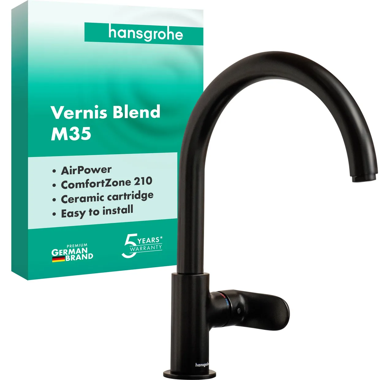 Смеситель для кухни hansgrohe Vernis Blend M35 210, Matt Black (71870670) — фото 2