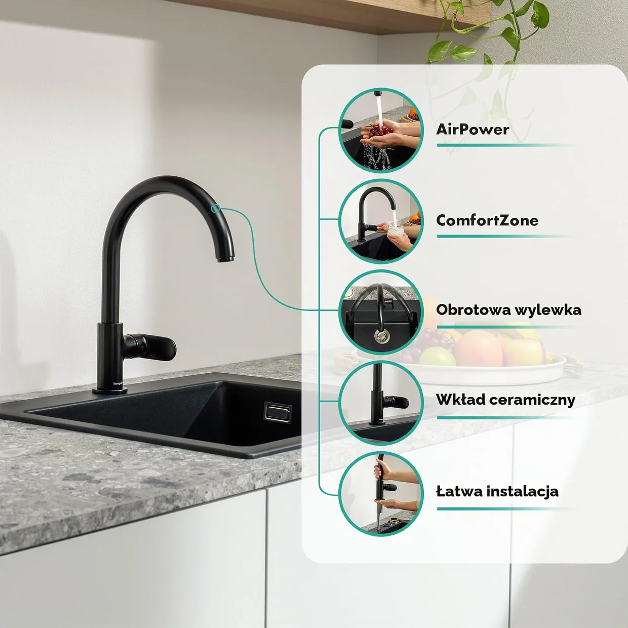 Смеситель для кухни hansgrohe Vernis Blend M35 210, Matt Black (71870670) — фото 3