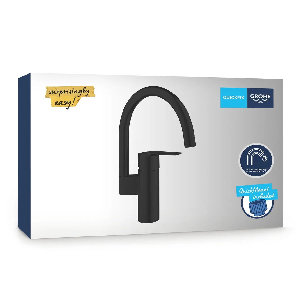 Смеситель для кухни GROHE Start с высоким C-образным изливом, матовый чёрный (304692430) — фото 4