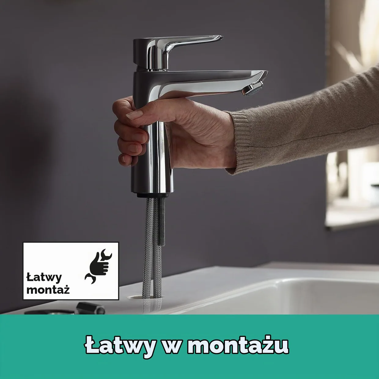 Смеситель для раковины hansgrohe Talis E 110 с донным клапаном Push-Open, хром (71711000) — фото 9