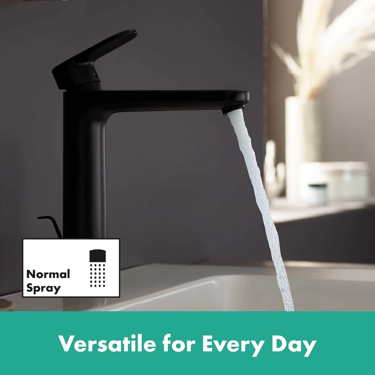 Смеситель для раковины hansgrohe Vernis Blend 190 с донным клапаном, матовый чёрный (71552670) — фото 3