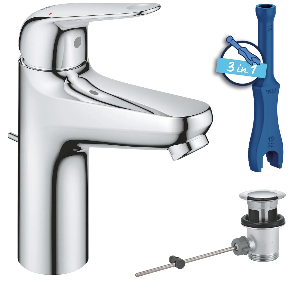 Смеситель для раковины GROHE Swift M с донным клапаном, хром (24325001) — фото 2