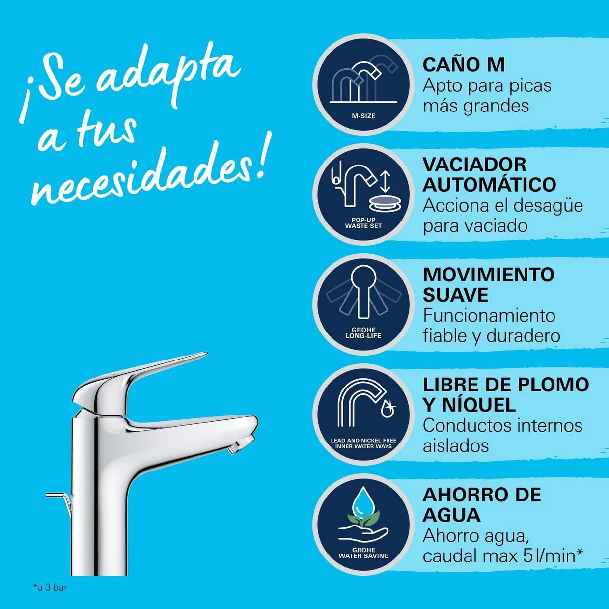 Смеситель для раковины GROHE Swift M с донным клапаном, хром (24325001) — фото 4