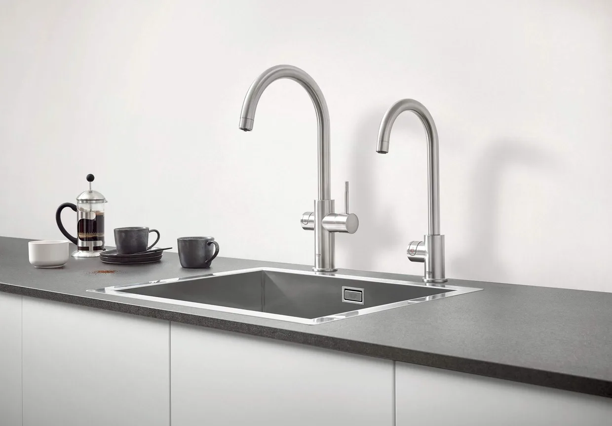 Смеситель для кухни с фильтром и охладителем GROHE Blue Professional, C-образный излив, стартовый набор, Supersteel (31323DC2) — фото 3