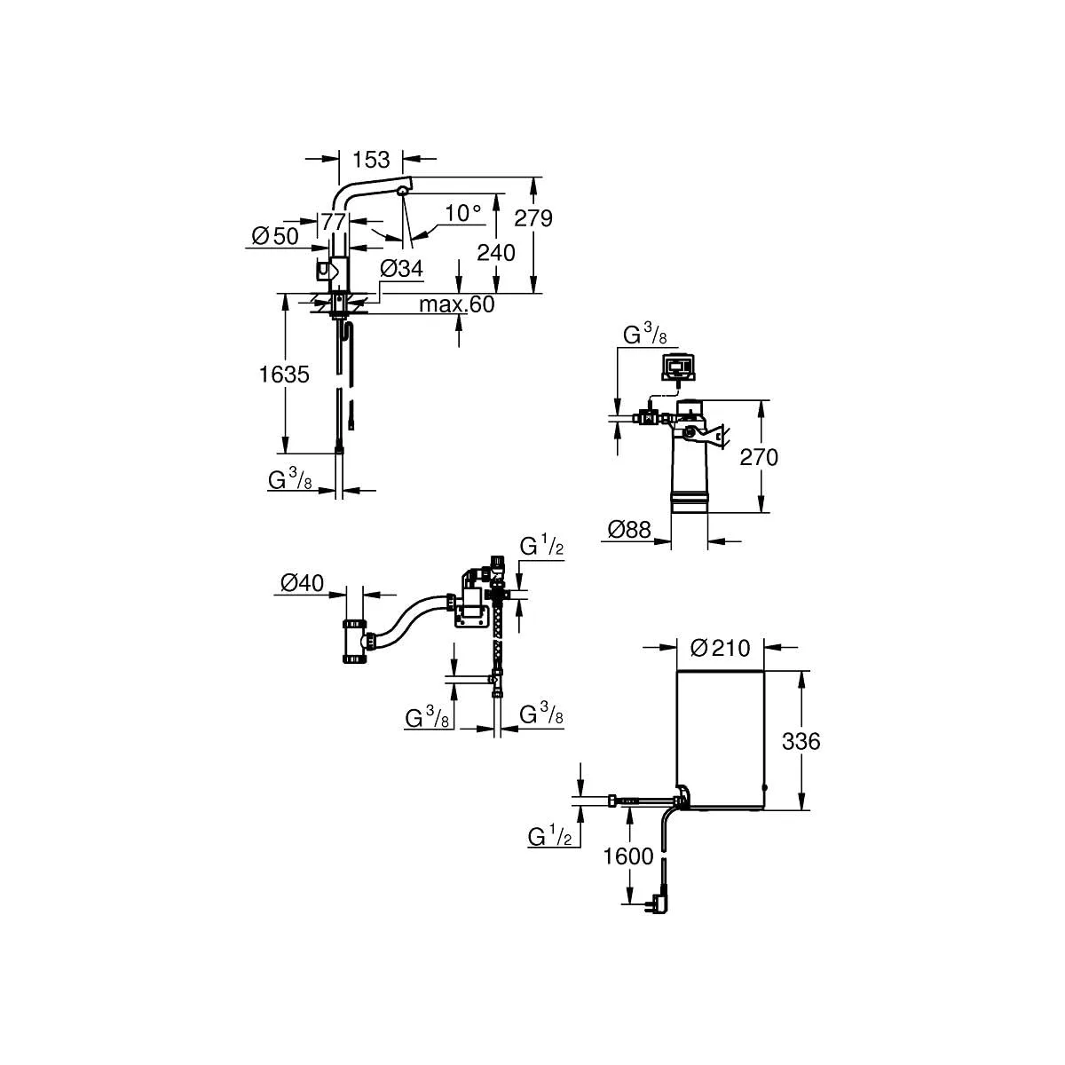 Кран для кипятка GROHE Red Mono с бойлером M, L-образный излив, хром (30339001) — фото 3