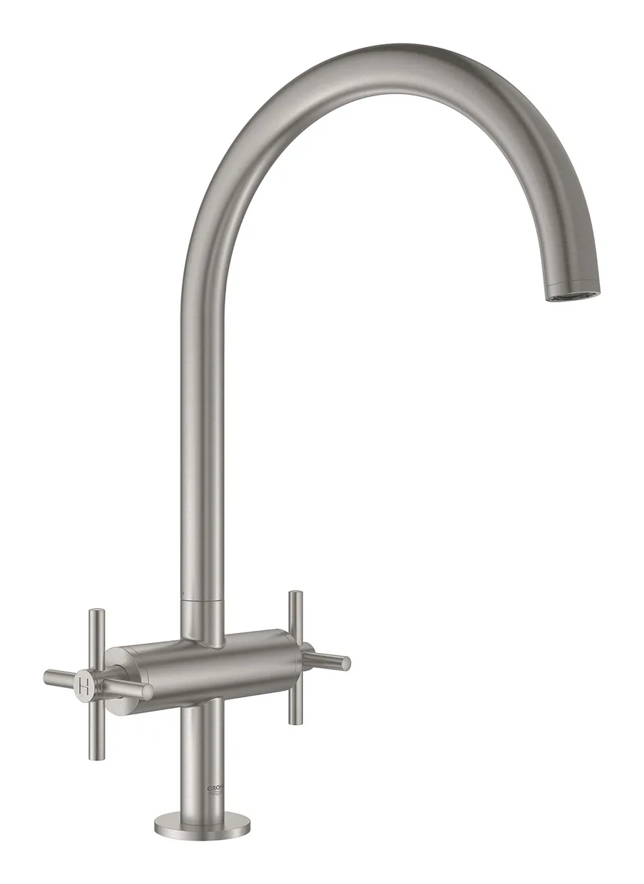 Змішувач для кухні двовентильний GROHE Atrio з C-подібним виливом, Supersteel (30362DC0)