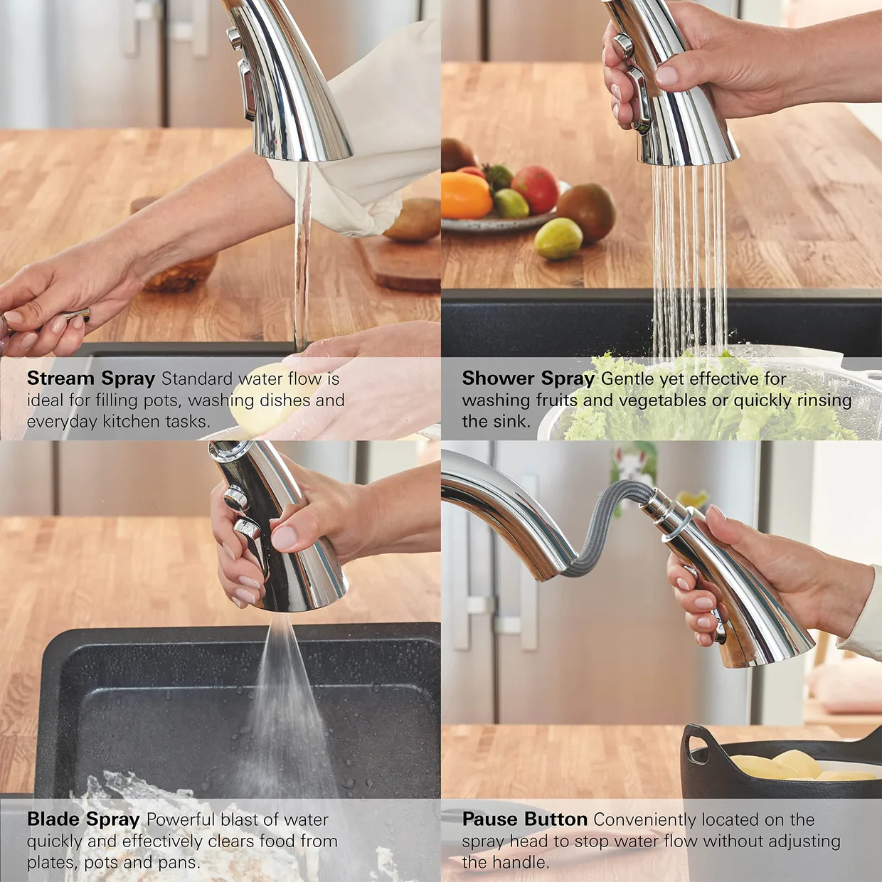 Змішувач для кухні GROHE Ladylux L2 з висувною лійкою, 3 режими, Supersteel (32298DC3) — фото 3