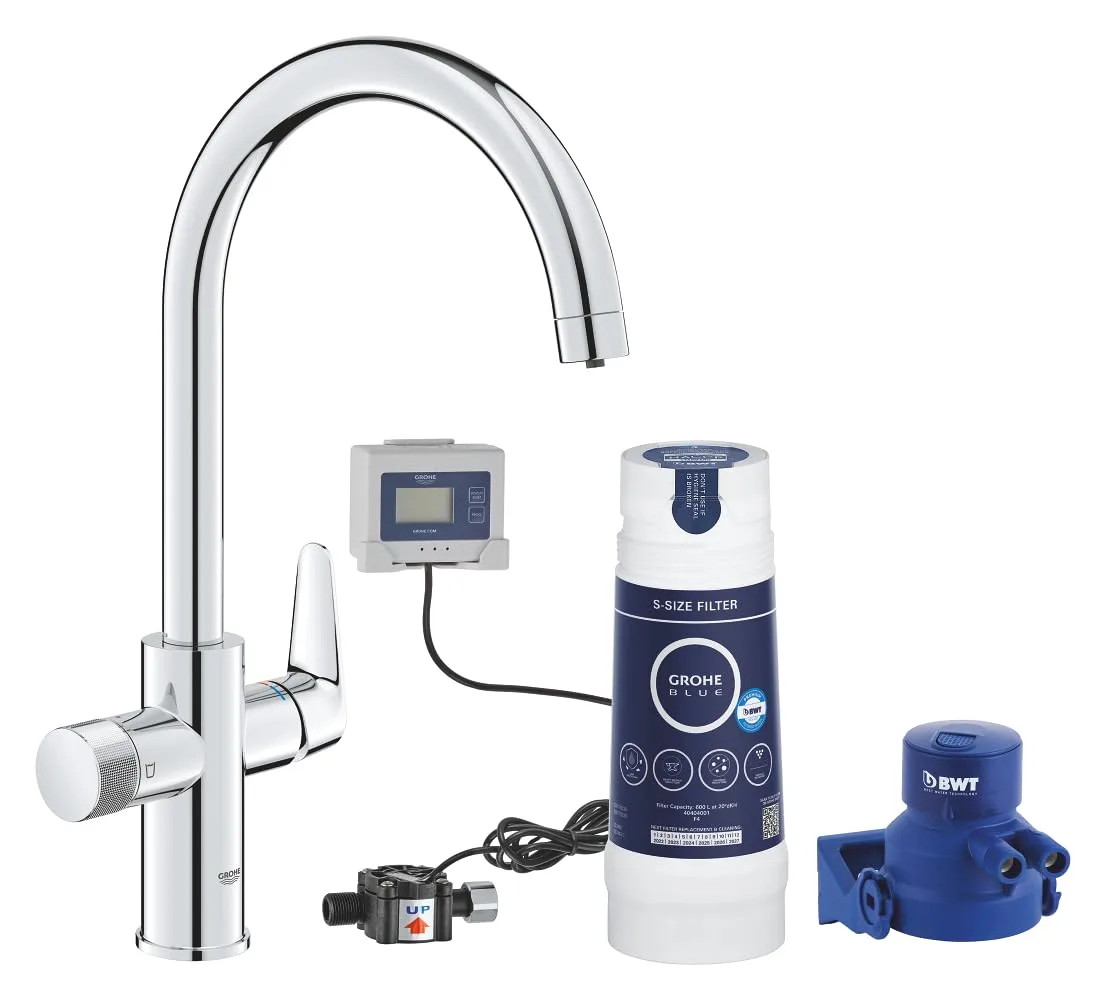 Змішувач для кухні з фільтром GROHE Blue Pure BauCurve, C-подібний вилив, стартовий набір, хром (30385000) — фото 2