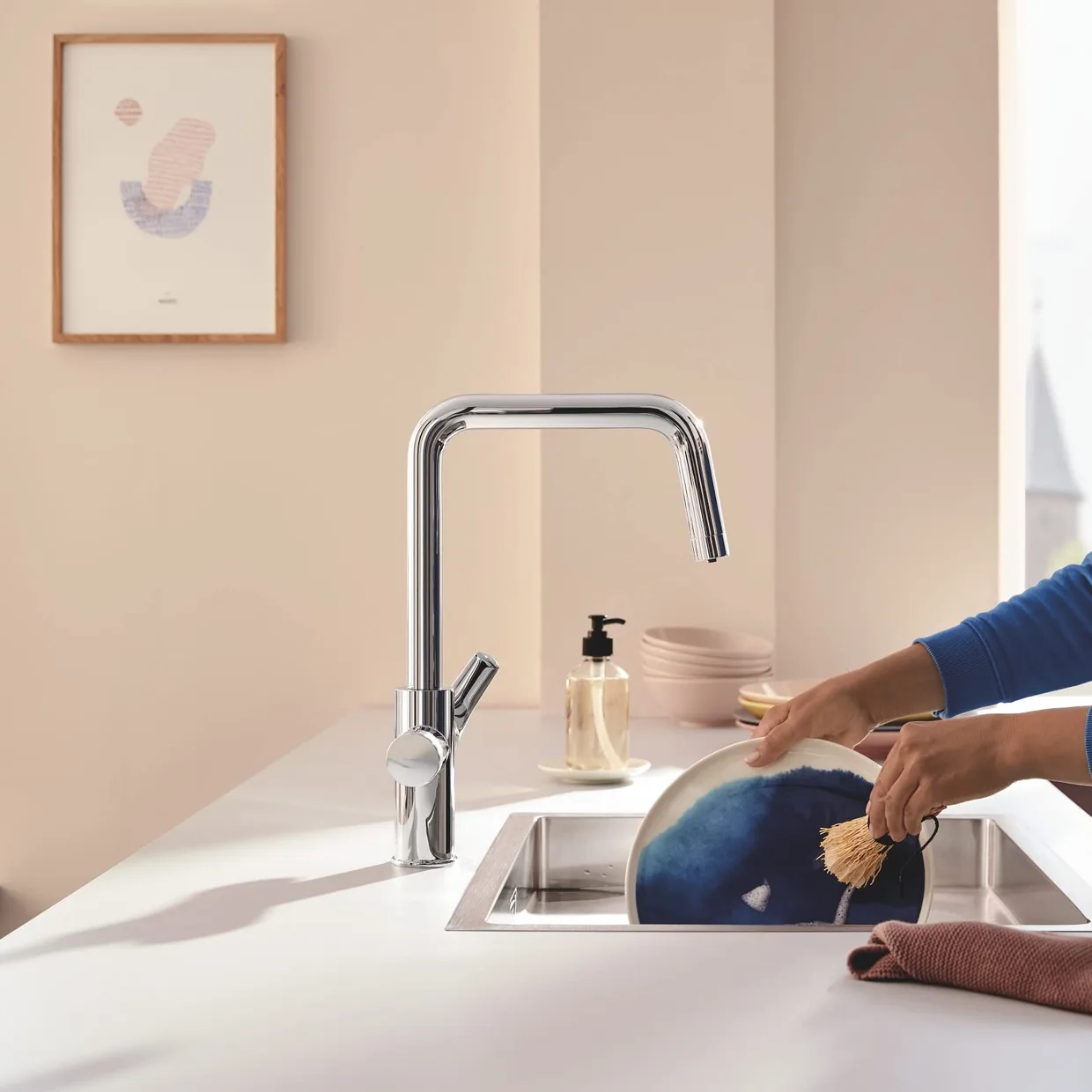 Смеситель для кухни с фильтром GROHE Blue Pure Start, U-образный излив, стартовый набор с фильтром Ultrasafe, хром (30594000) — фото 5