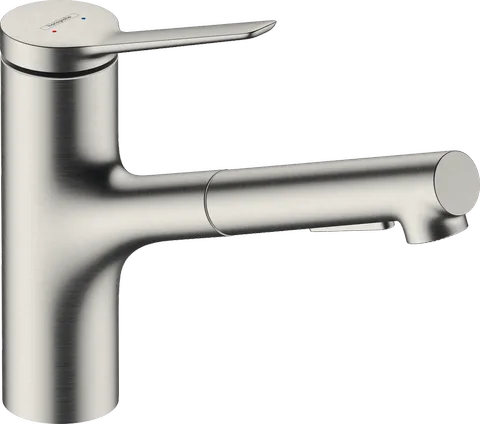 Смеситель для кухни hansgrohe Zesis M33 150 с выдвижной лейкой, 2 режима, Stainless Steel Finish (74810801)