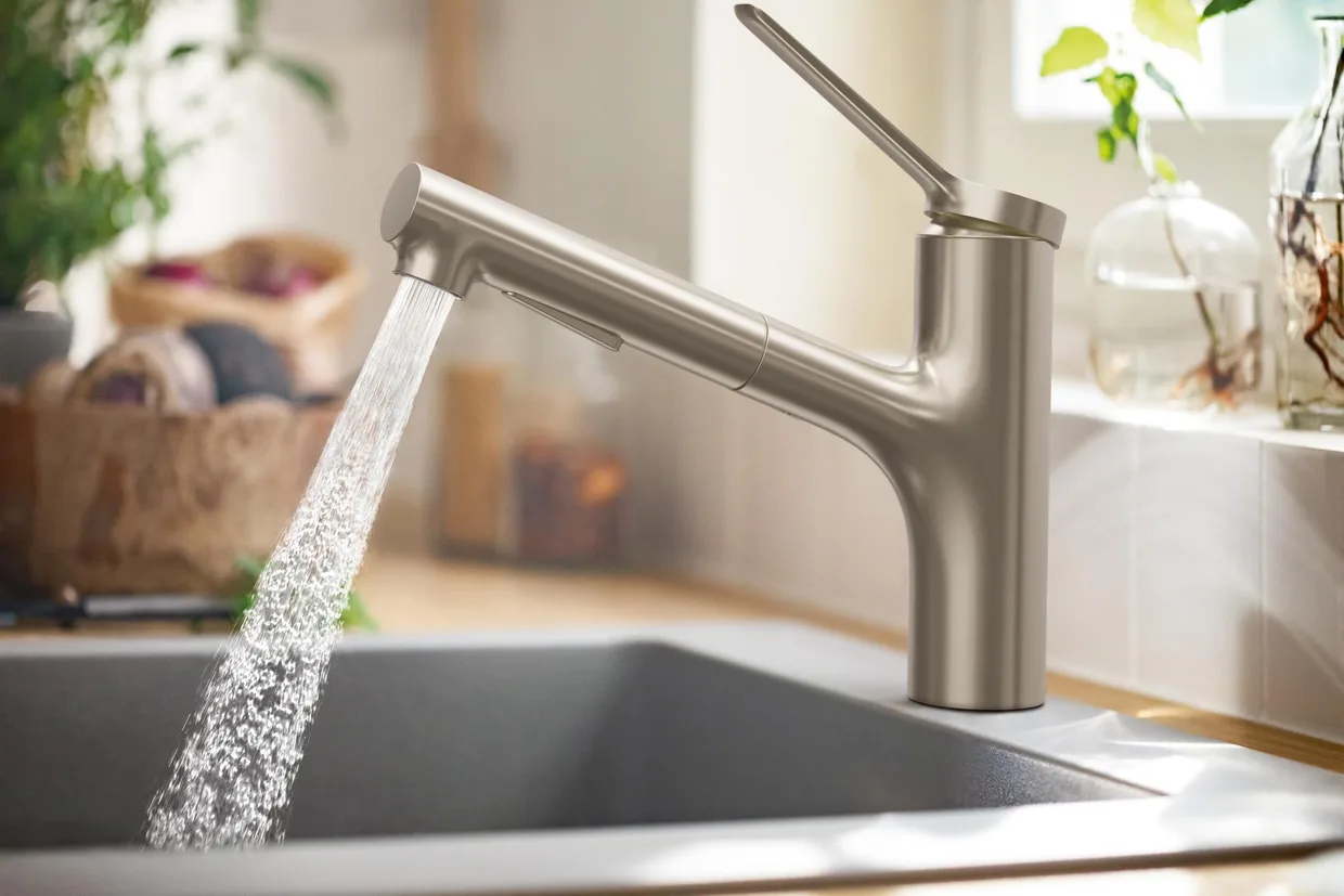 Змішувач для кухні hansgrohe Zesis M33 150 з висувною лійкою, 2 режими, Stainless Steel Finish (74810801) — фото 4