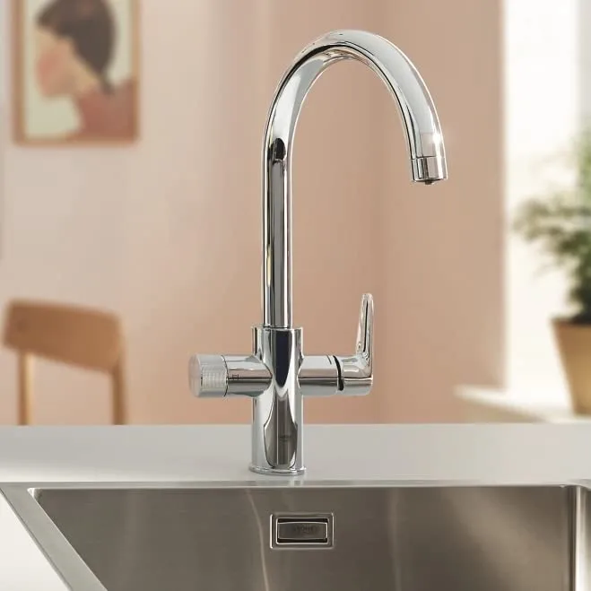 Змішувач для кухні з фільтром GROHE Blue Pure StartCurve, C-подібний вилив, стартовий набір з вугільним фільтром, хром (30593000) — фото 6