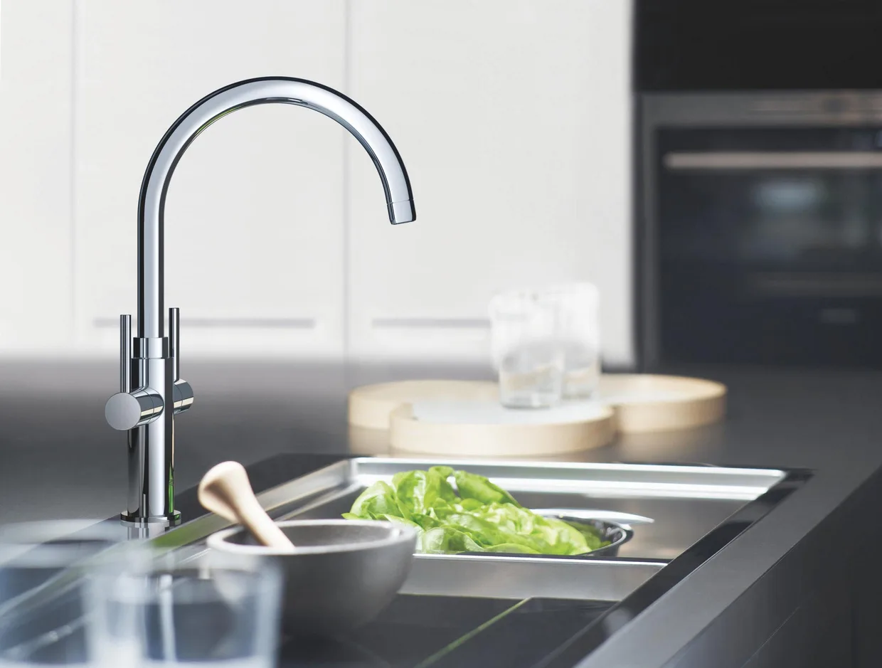 Смеситель для кухни двухвентильный GROHE Ambi Cosmopolitan с высоким C-образным изливом, хром (30190000) — фото 4