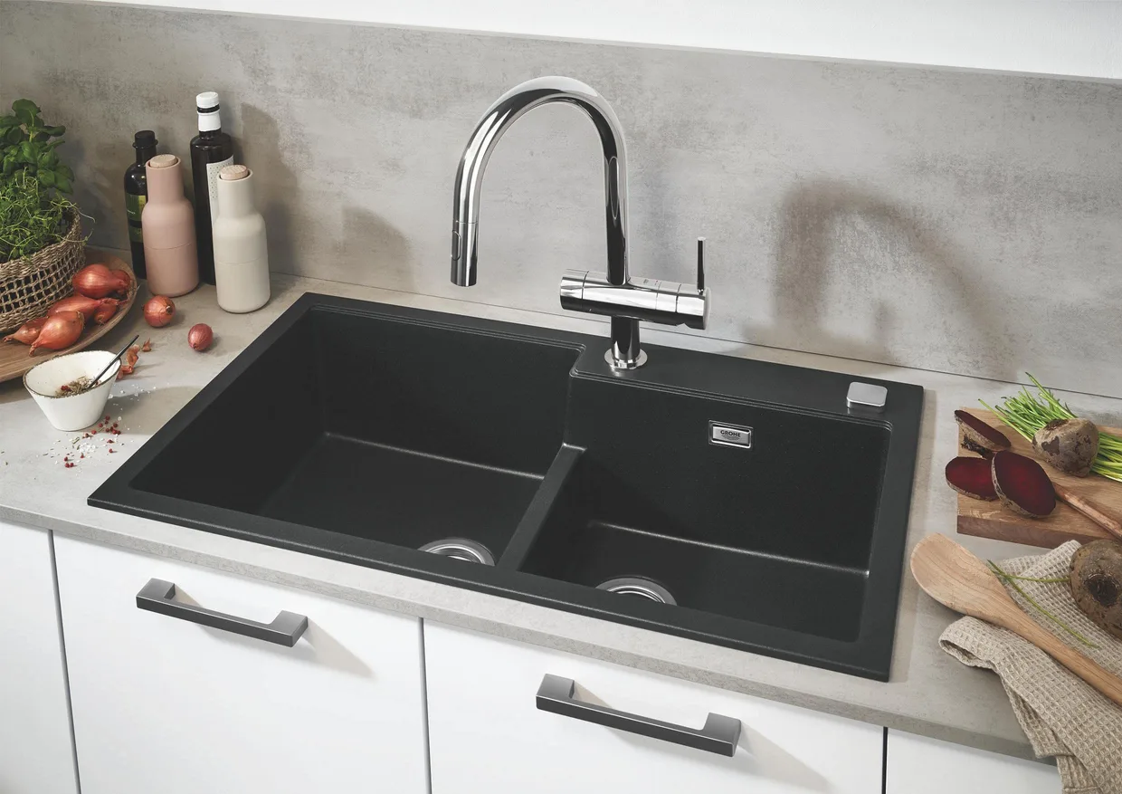 Змішувач для кухні GROHE Minta з висувною лійкою і вентилем для посудомийної машини, хром (31916000) — фото 2