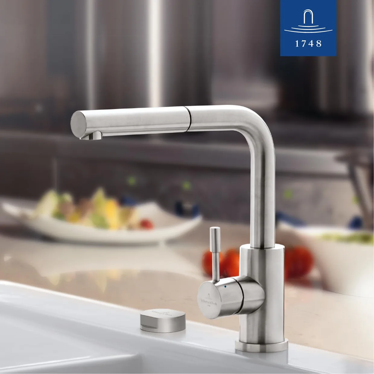 Смеситель для кухни Villeroy & Boch Steel Shower с выдвижной лейкой, нержавеющая сталь (969701LC) — фото 8