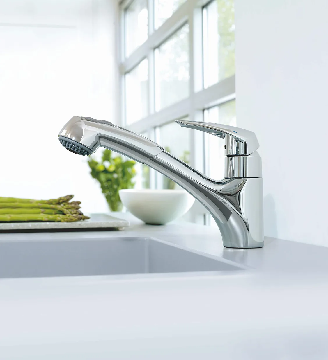 Змішувач для кухні GROHE Eurodisc з висувною лійкою, 2 режими, хром (32257001) — фото 3