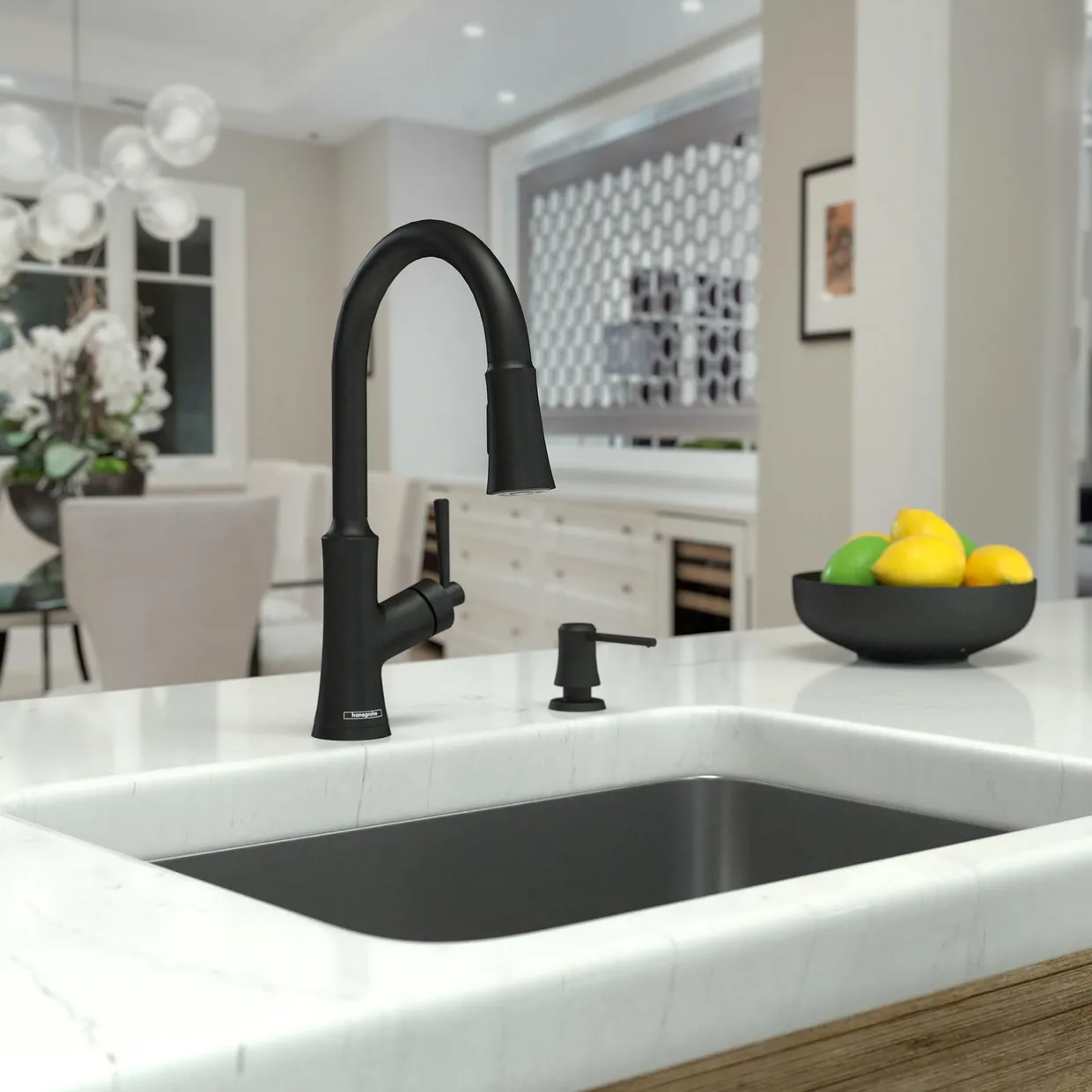 Смеситель для кухни hansgrohe Joleena HighArc с выдвижной лейкой, 2 режима, Matt Black (04793670) — фото 2