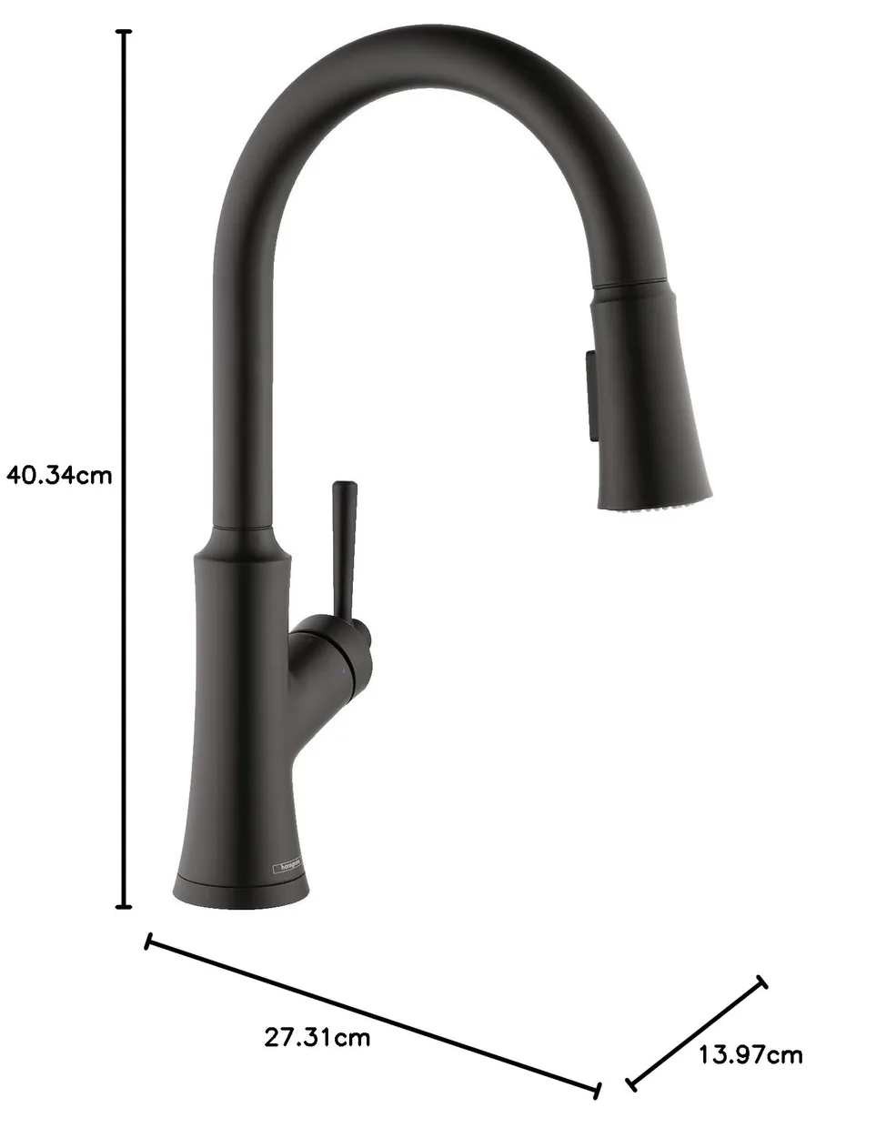 Смеситель для кухни hansgrohe Joleena HighArc с выдвижной лейкой, 2 режима, Matt Black (04793670) — фото 5