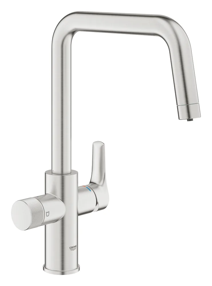 Смеситель для кухни GROHE Blue Pure Eurosmart с каналом для фильтрованной воды, U-образный излив, Supersteel (30583DC0)
