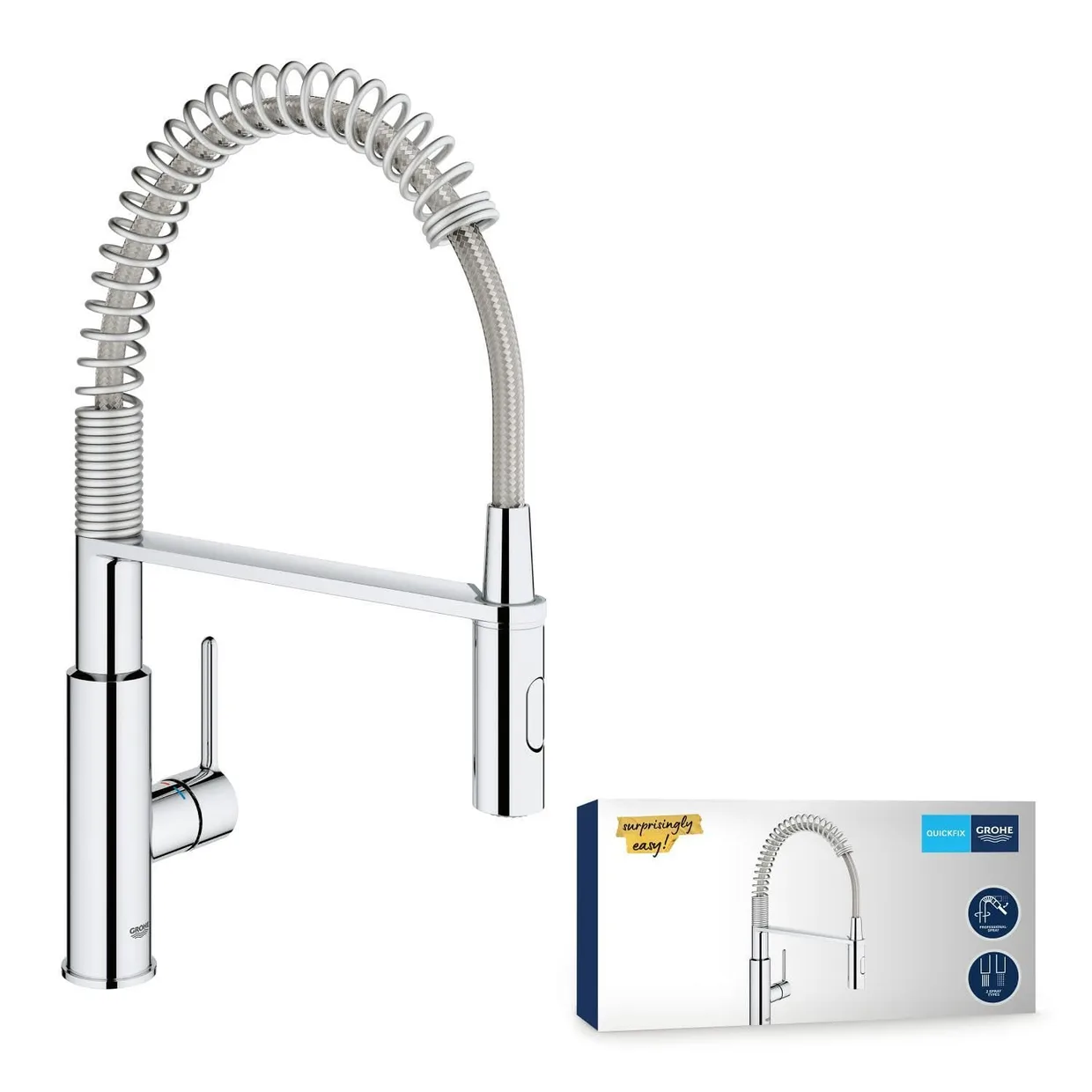 Смеситель для кухни GROHE Get с пружинным изливом и лейкой, 2 режима, хром (30361000) — фото 2