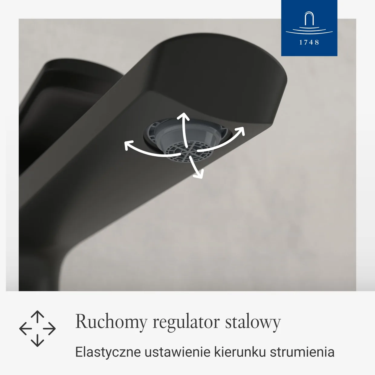 Змішувач для раковини Villeroy & Boch Oasis підвищений, без донного клапана, матовий чорний (TVW115002001K5) — фото 4