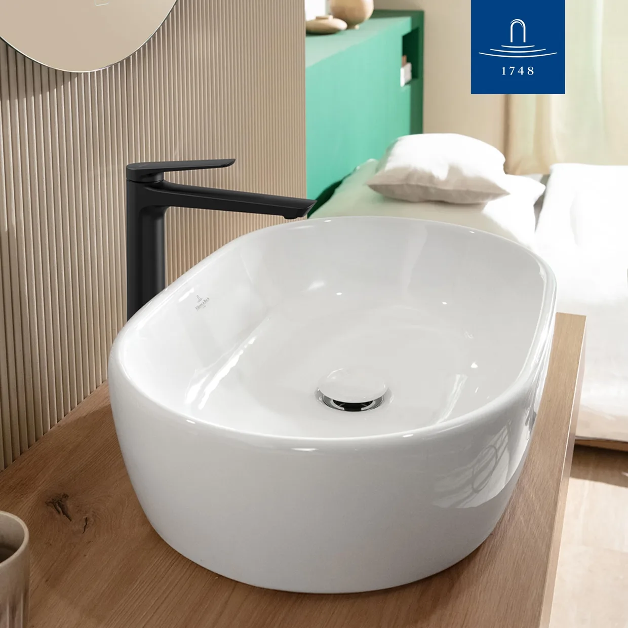 Змішувач для раковини Villeroy & Boch Oasis підвищений, без донного клапана, матовий чорний (TVW115002001K5) — фото 5