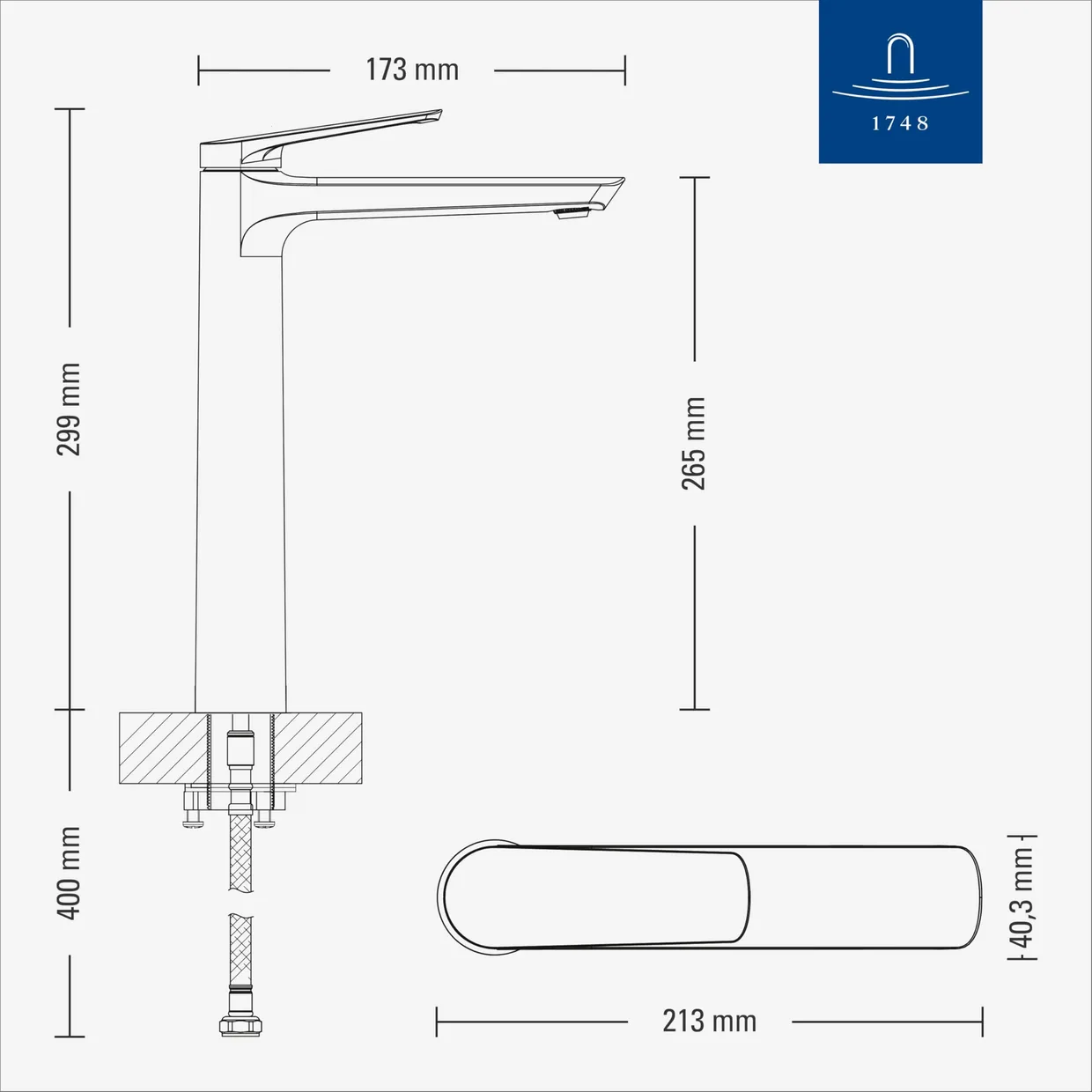 Змішувач для раковини Villeroy & Boch Oasis підвищений, без донного клапана, матовий чорний (TVW115002001K5) — фото 6