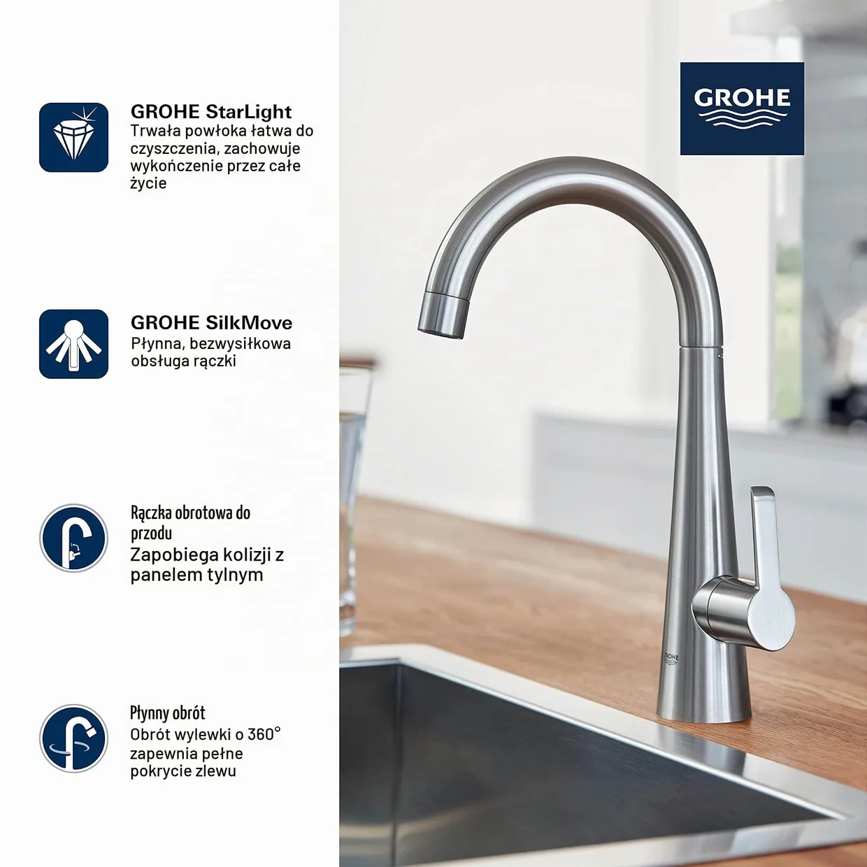 Кран для фильтрованной воды GROHE Zedra, хром (30026002) — фото 3