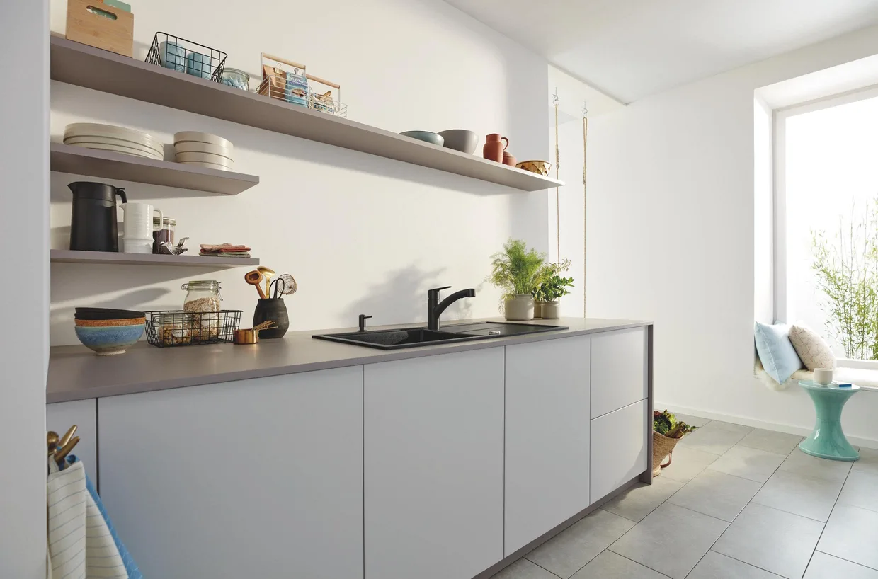 Смеситель для кухни GROHE Start с выдвижной лейкой, 2 режима, матовый чёрный (305312431) — фото 5