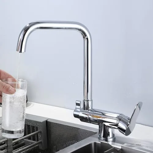 Смеситель для кухни Xzmzbxzb 3 в 1 с каналом для фильтрованной воды, складной излив для монтажа под окном, хром