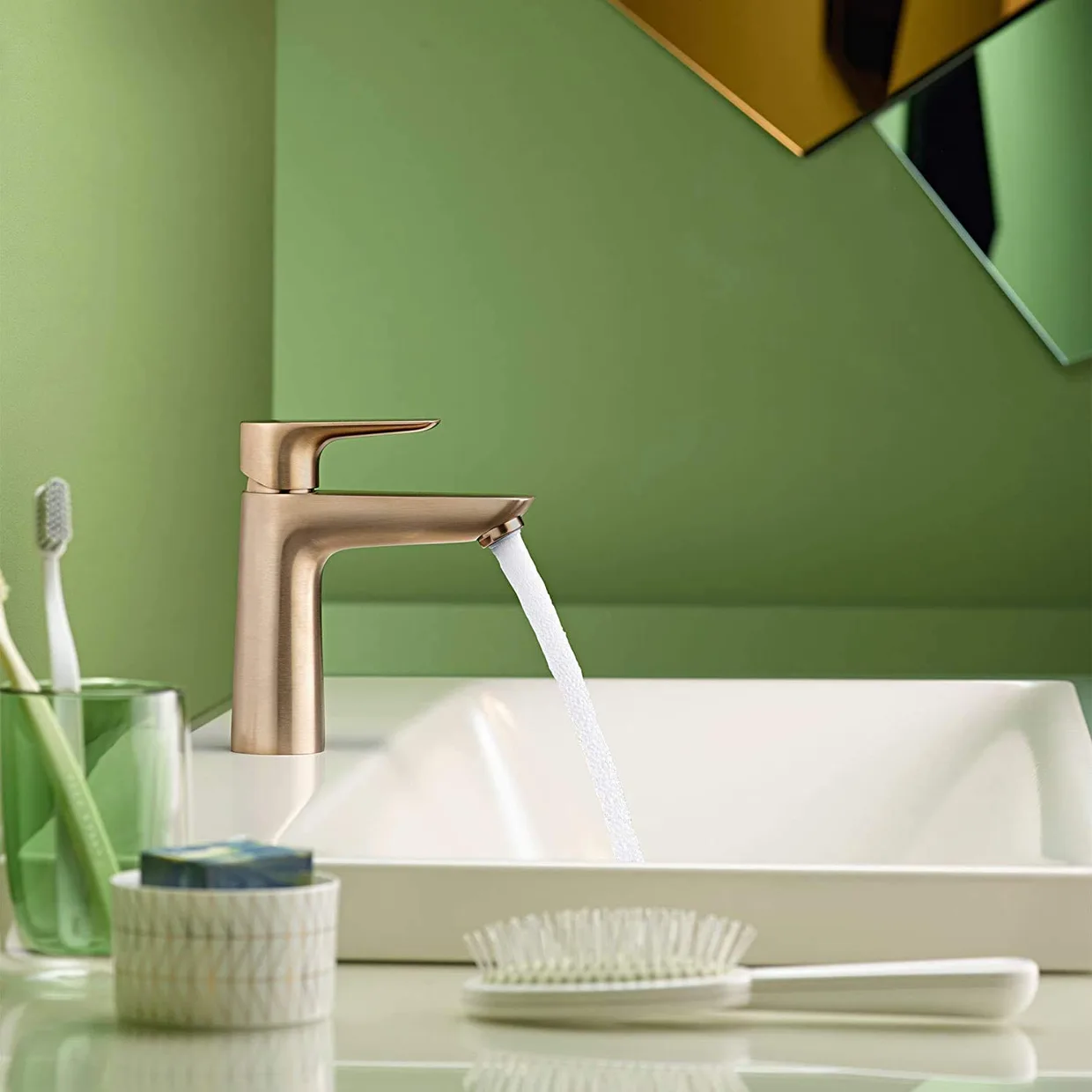 Смеситель для раковины hansgrohe Talis E 110 CoolStart без донного клапана, Brushed Bronze (71714140) — фото 2