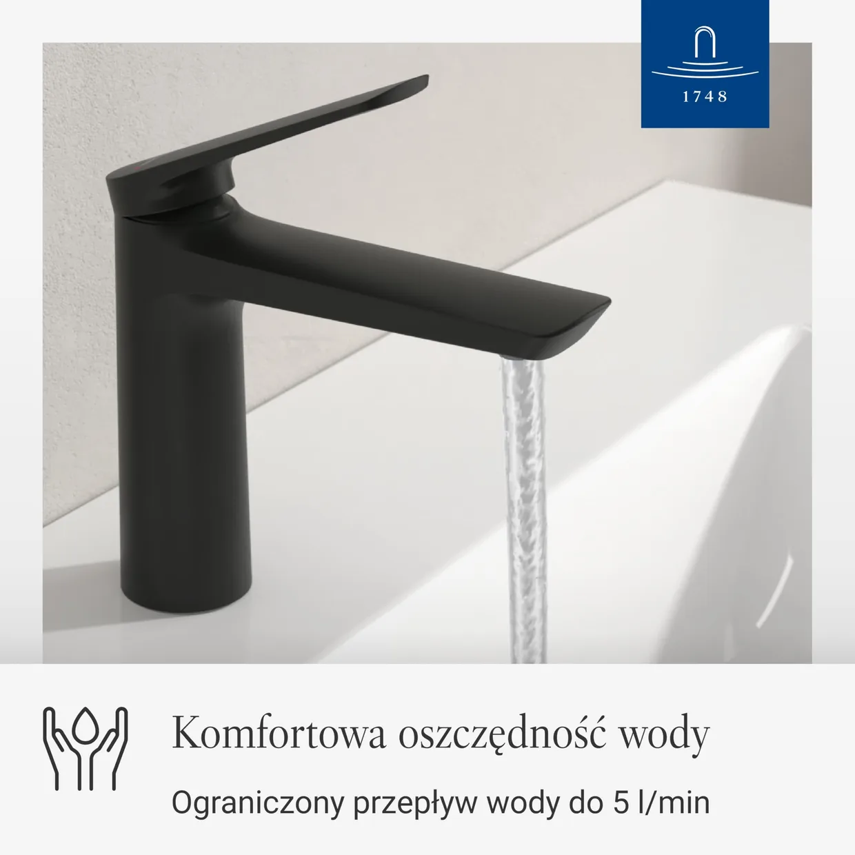 Змішувач для раковини Villeroy & Boch Oasis без донного клапана, висота виливу 114 мм, матовий чорний — фото 2