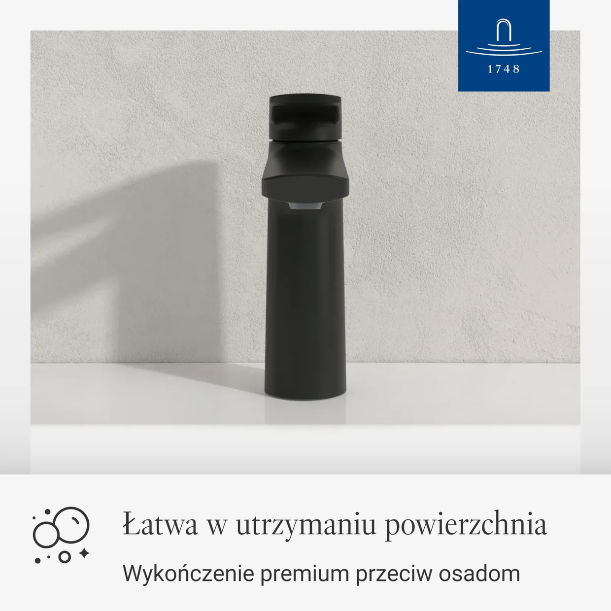 Змішувач для раковини Villeroy & Boch Oasis без донного клапана, висота виливу 114 мм, матовий чорний — фото 4