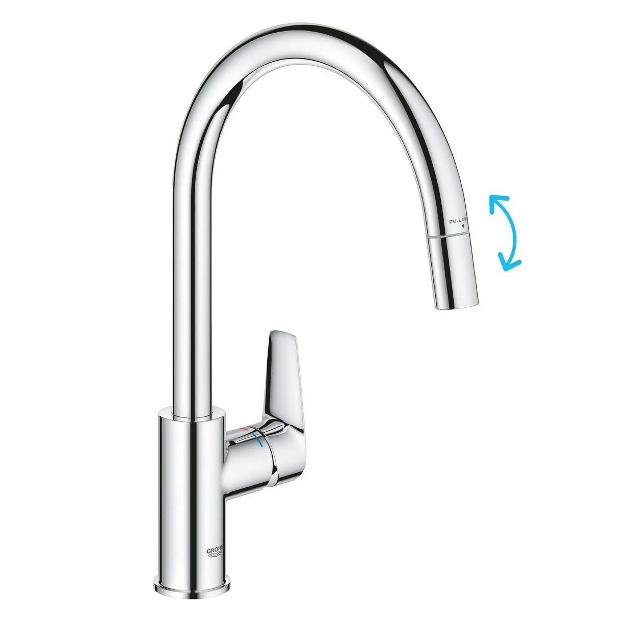 Змішувач для кухні GROHE StartEdge з висувним C-подібним виливом, хром (30553000) — фото 5
