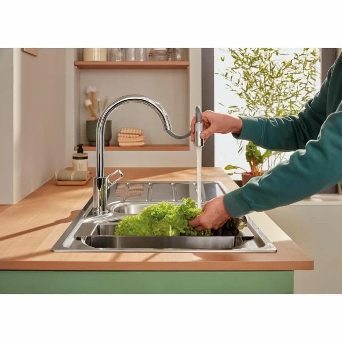 Смеситель для кухни GROHE StartLoop с выдвижным C-образным изливом, хром (30556000) — фото 2