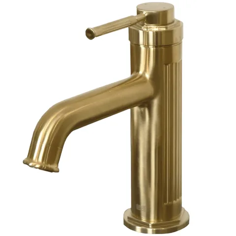 Смеситель для раковины низкий Essebagno Art Deco с донным клапаном click-clack, брашированное золото (9028370)