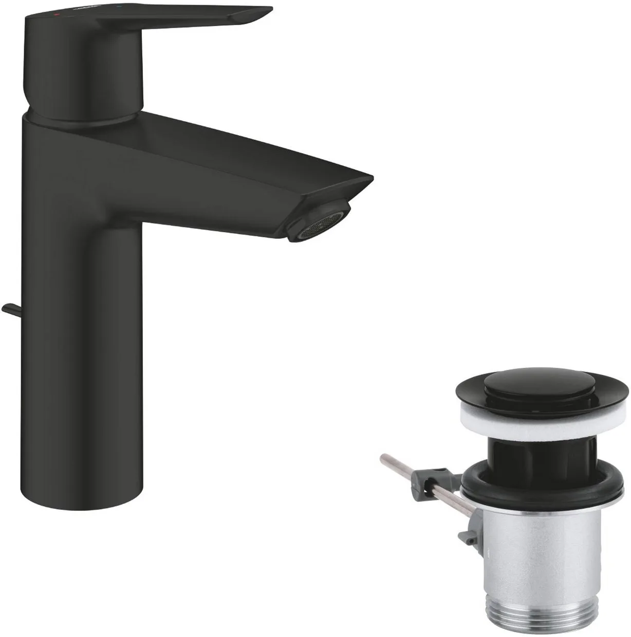 Смеситель для раковины GROHE Start M OpenCold с донным клапаном pop-up, матовый чёрный (235522432) — фото 4