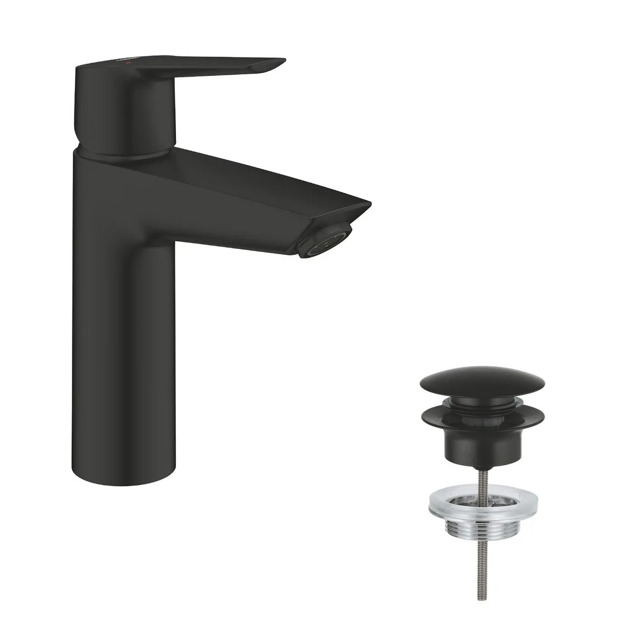Смеситель для раковины GROHE Start M с донным клапаном Push-Open, матовый чёрный (242042432) — фото 4