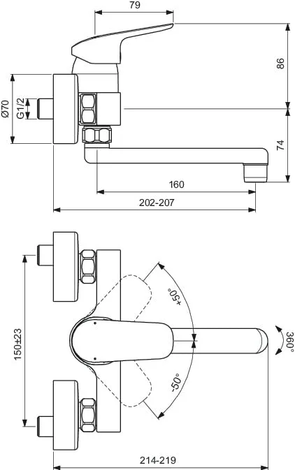 Смеситель для раковины настенный Ideal Standard Ceraflex с поворотным изливом 160 мм, хром (B1717AA) — фото 7