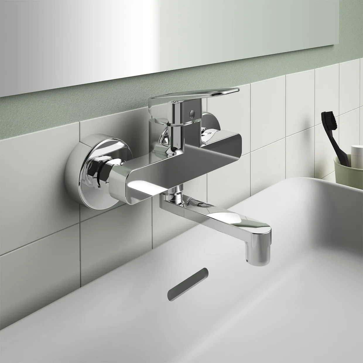 Змішувач для раковини настінний Ideal Standard Ceraplan з поворотним виливом 148 мм, хром (BD241AA) — фото 6